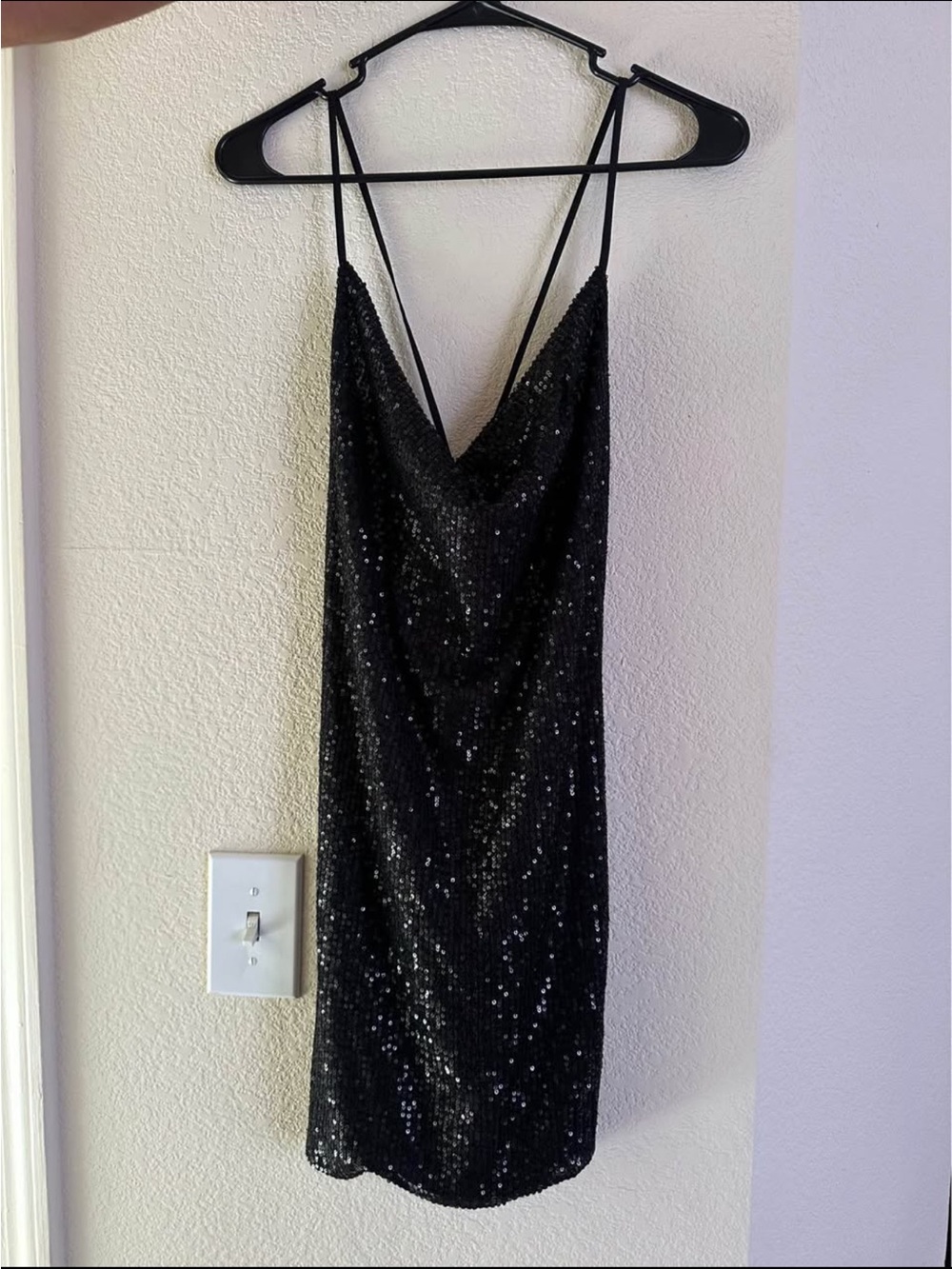 Endless Rose Black Sequin Cowl Mini Dress